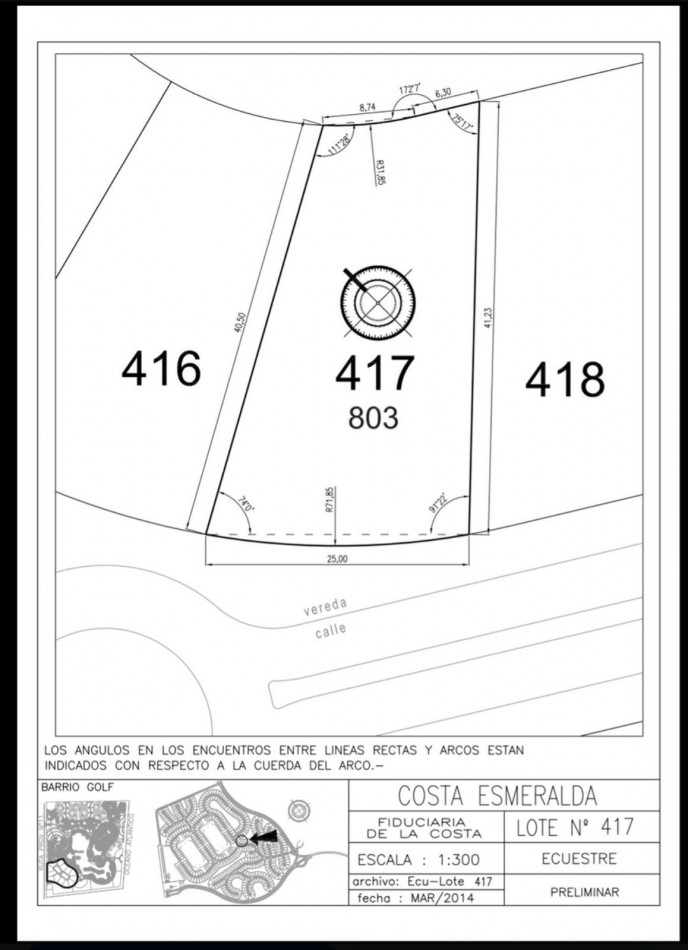 VENTA Lote Costa Esmeralda - ECUESTRE 417